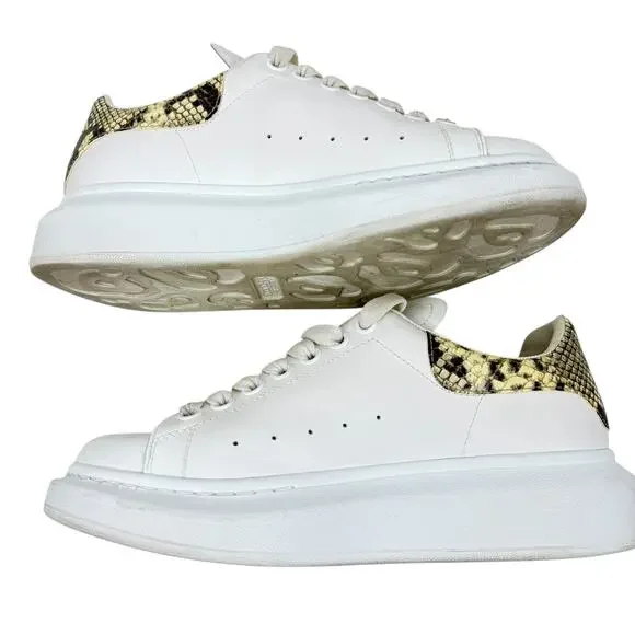 Alexander Mcqueen Larry Oversized Python Sneakers Leather White Size 39